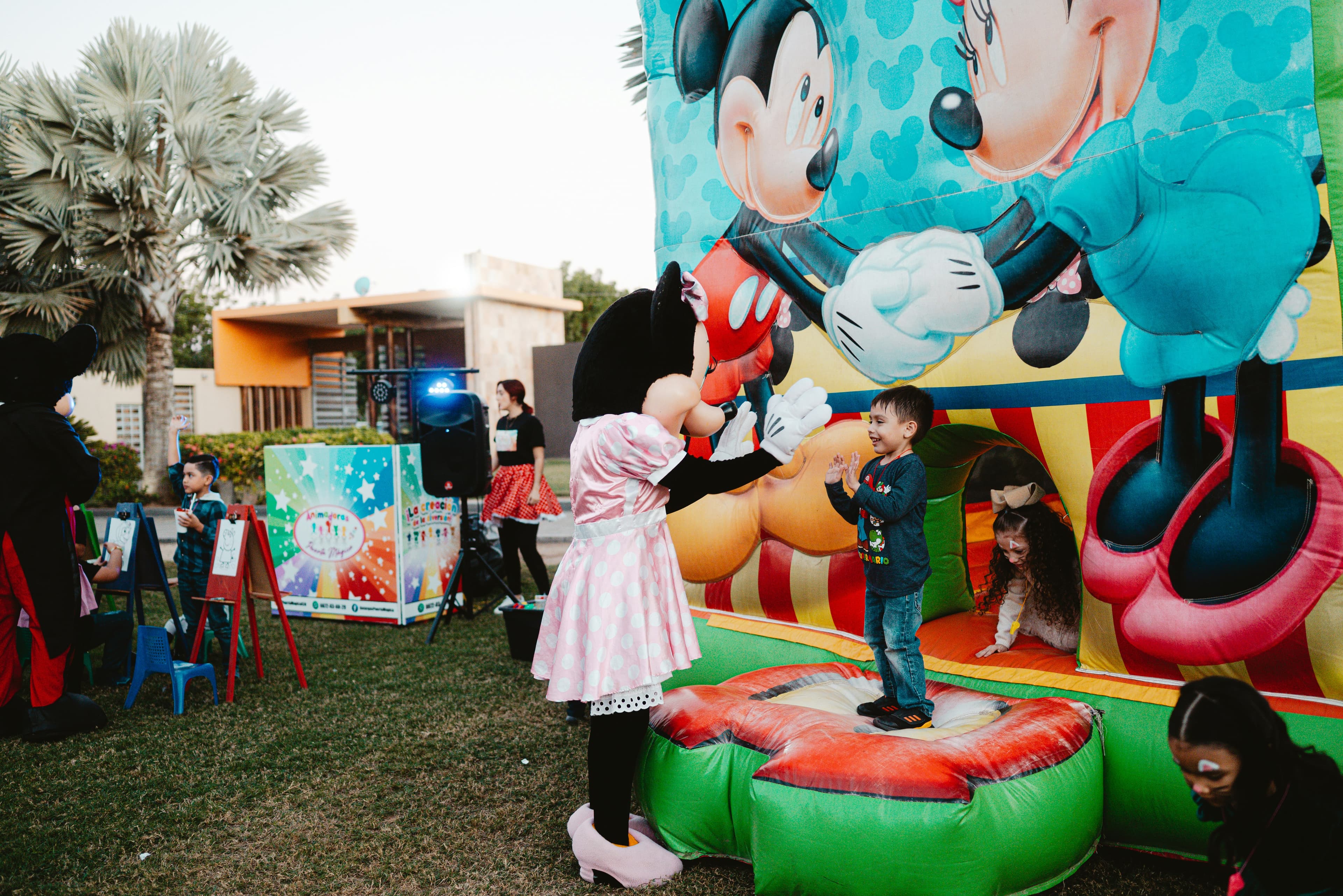 Kids playing in a bounce house